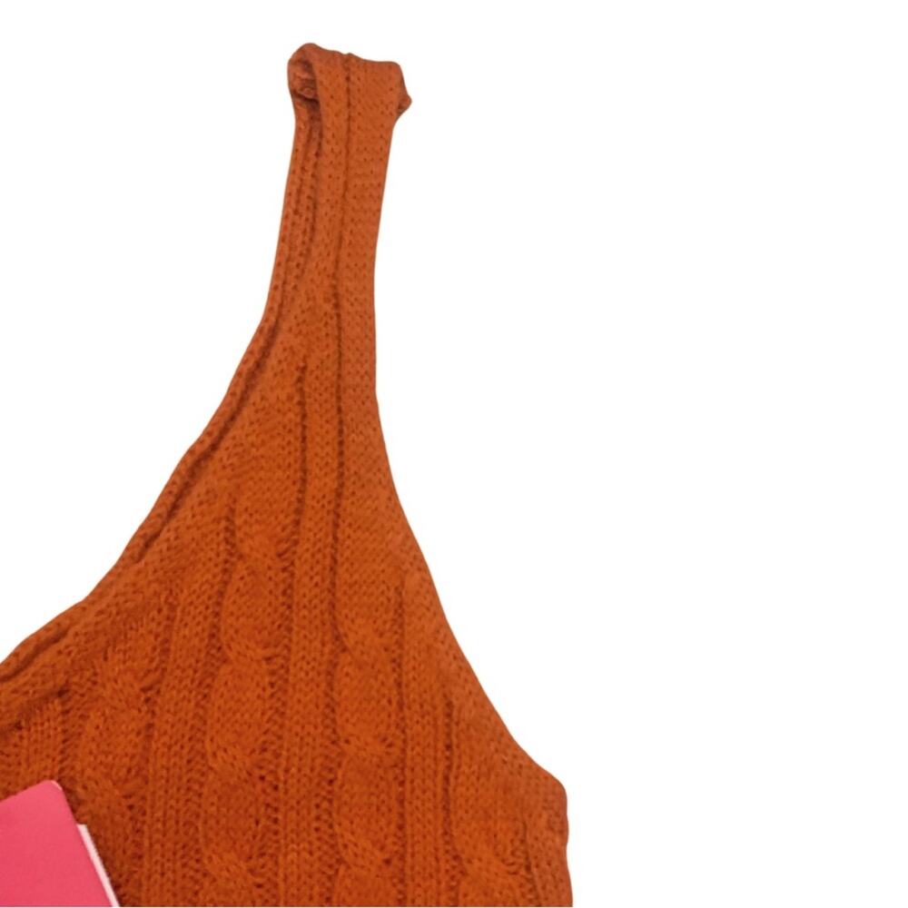 2/$30 Orange Cable Knit Short Sweater Mini Dress Top Sleeveless Dopamine Preppy - Picture 4 of 9